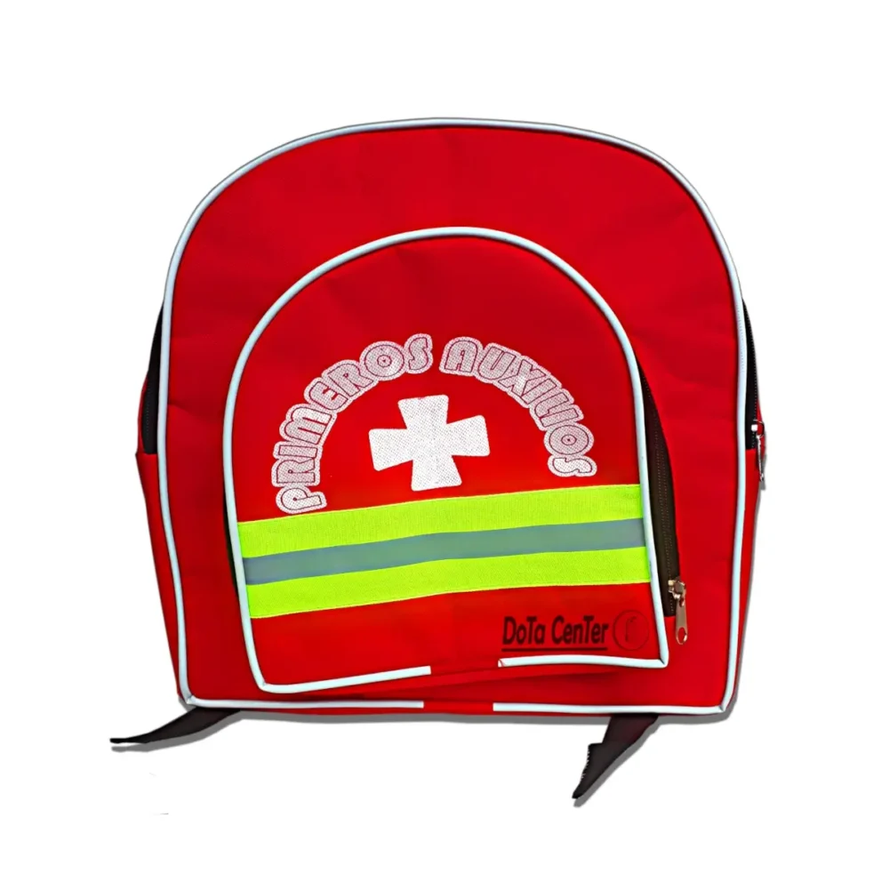 Botiquín tipo morral grande portátil de primeros auxilios con dotación completa para locales , oficinas y comercios.