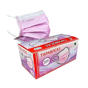 Tapabocas desechables color rosa x50 unidades x caja en empaque individual - Producto para consultorios médicos y profesionales de la salud