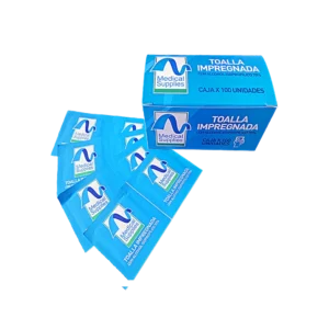 Toallicas-con-alcohol Caja de toallitas individuales con alcohol isopropílico al 70% para desinfección x 100 unidades - Dota Center
