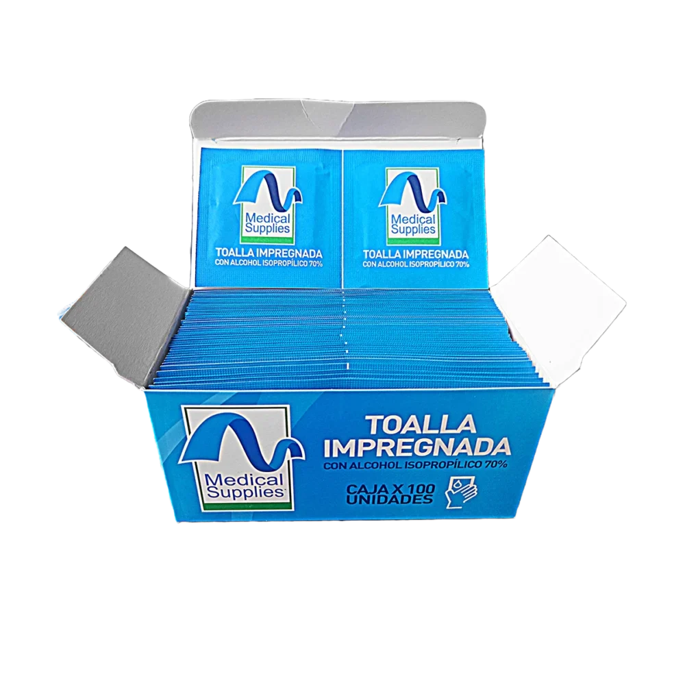 Toallitas con Alcohol Isopropílico 70% | Caja x 100 | para Limpieza y Desinfección