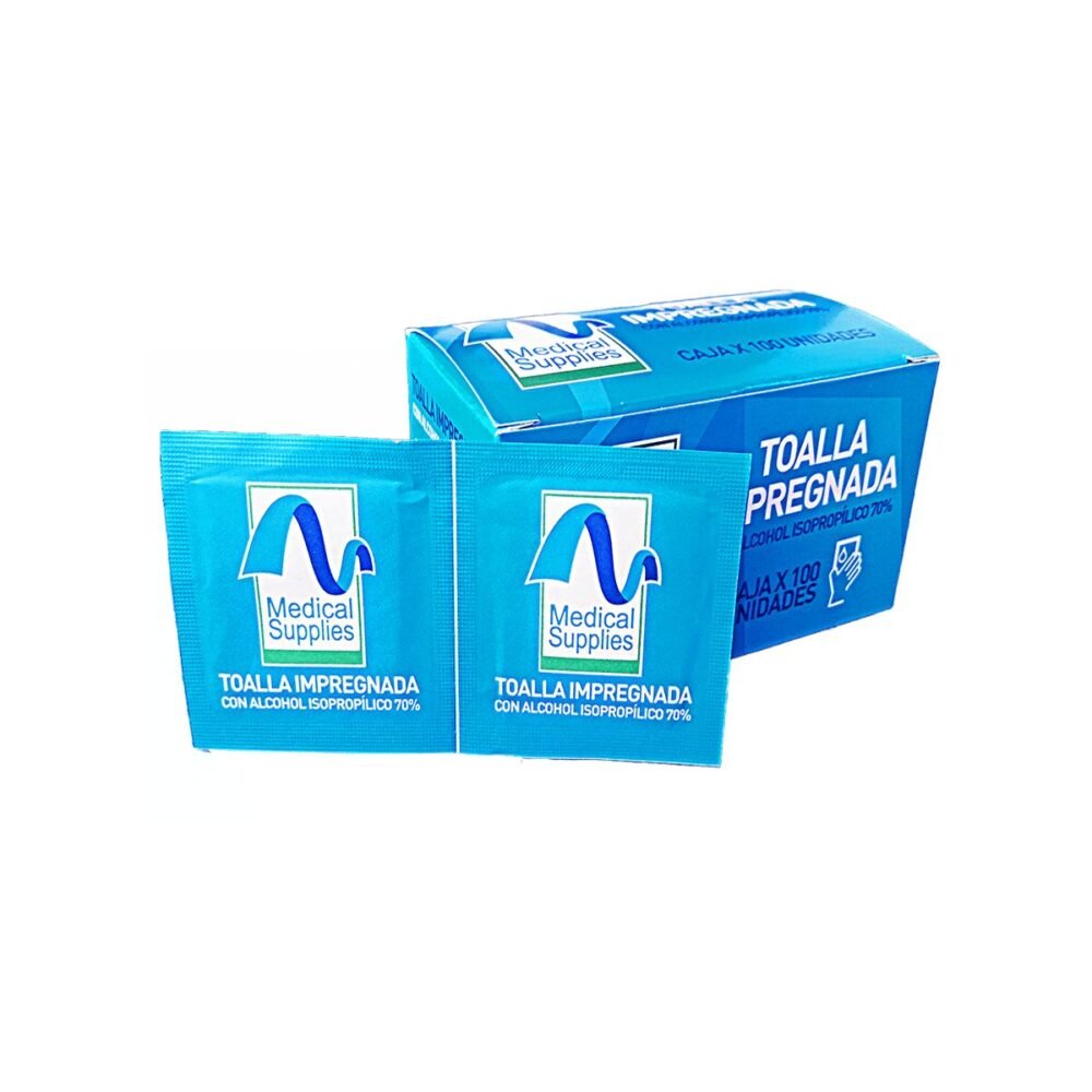Toallitas-con-alcohol-isopropilico-caja-100-unidades Toallitas con Alcohol Isopropílico 70% Caja x 100 - Antiséptico Desechable para Limpieza y Desinfección